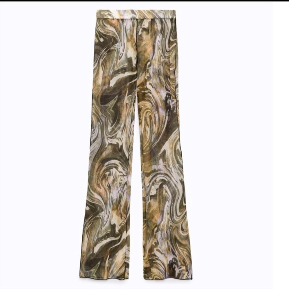 Zara Mesh Printed Mesh Pants Size Medium